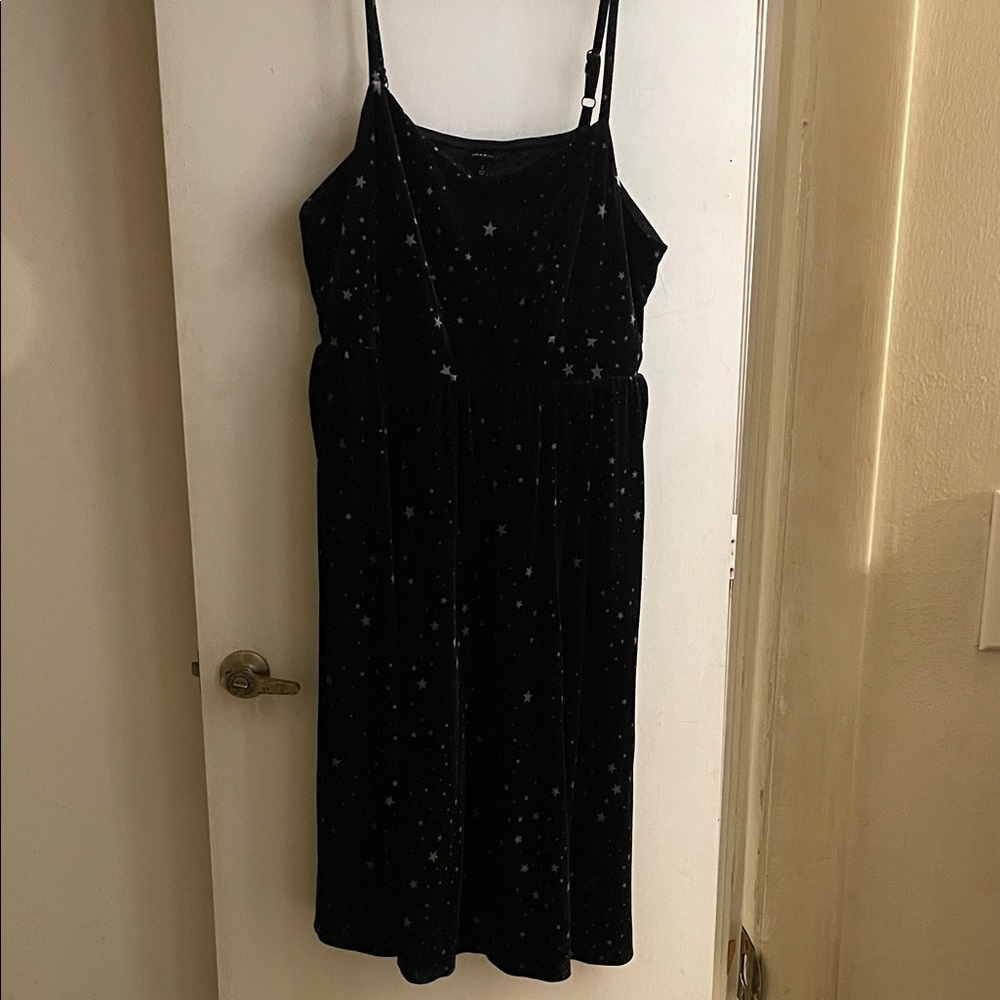 torrid Black Velvet Dress with Subtle Star Print